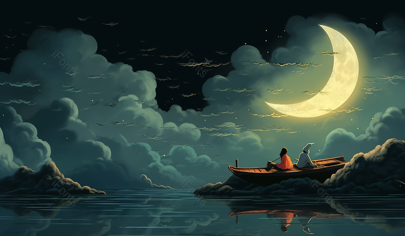 夜晚坐在床上失眠的人唯美插画,插画/手绘图,插画/手绘图库,插画/手绘图下载,插画/手绘